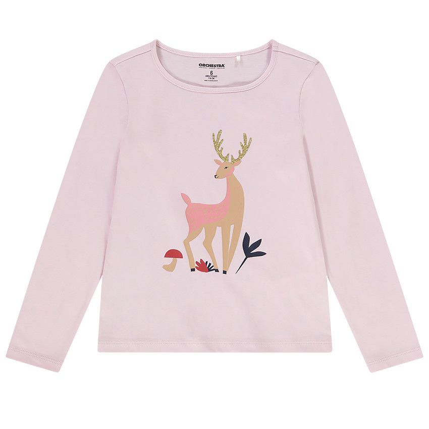 T-shirt manches longues en jersey print fantaisie pour fille - Lilas