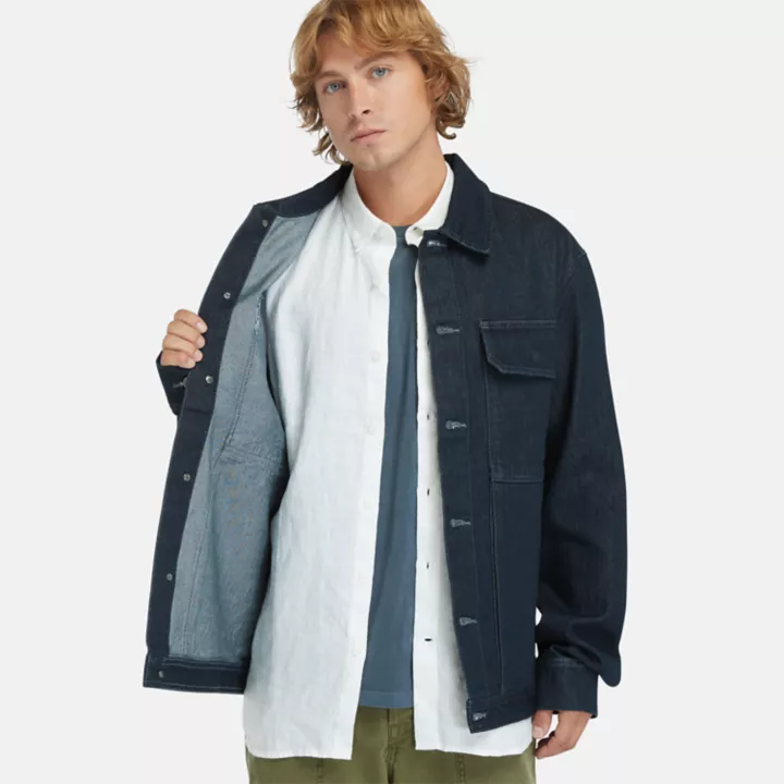 Veste camionneur en jean avec technologie Refibra pour homme en bleu foncé