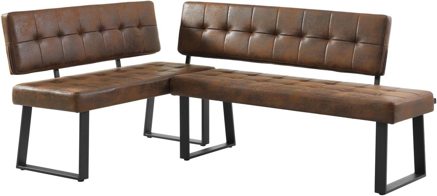 B&D home® Eckbank AKA – Esszimmerbank mit Lehne, beidseitig montierbar (Links/rechts), Kaltschaum-Polsterung, platzsparend, für Esszimmer, Küche & Flur, ca. 176 x 140 cm
