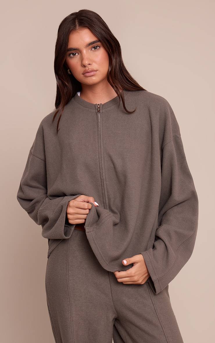 Charbon Ensemble Coordonné Sweat Zippé Toucher Doux