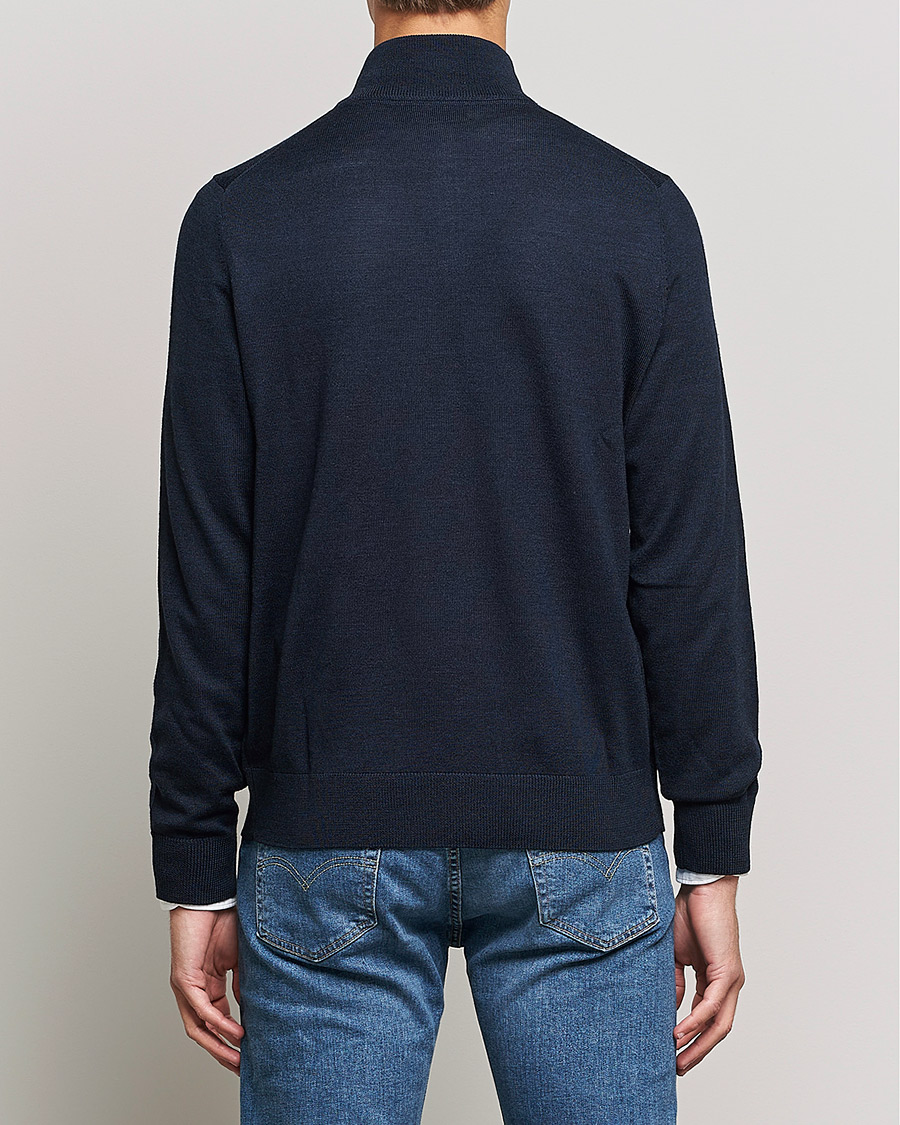 Morris Merino Zip Cardigan Navy