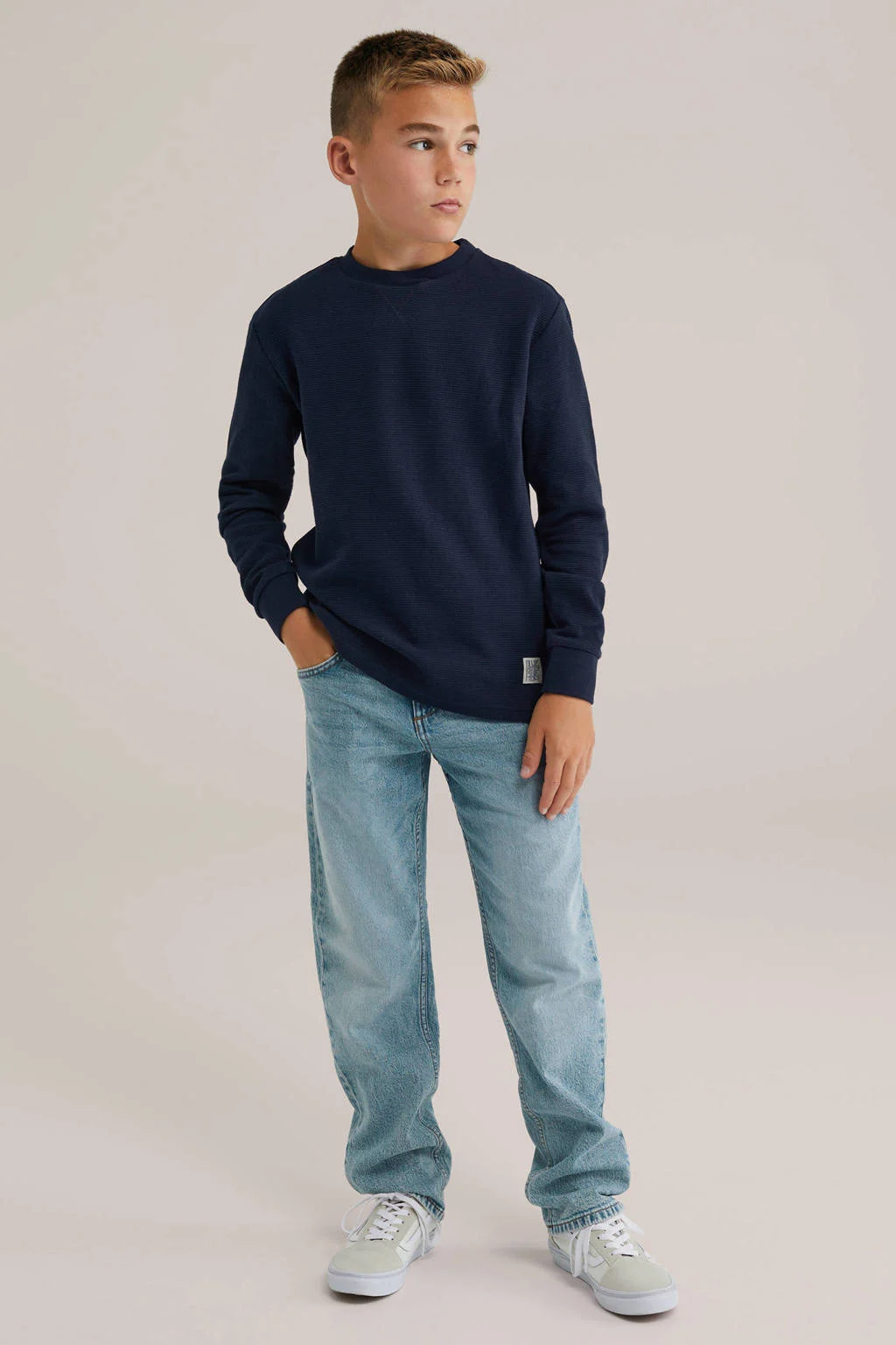 WE Fashion Blue Ridge sweater donkerblauw