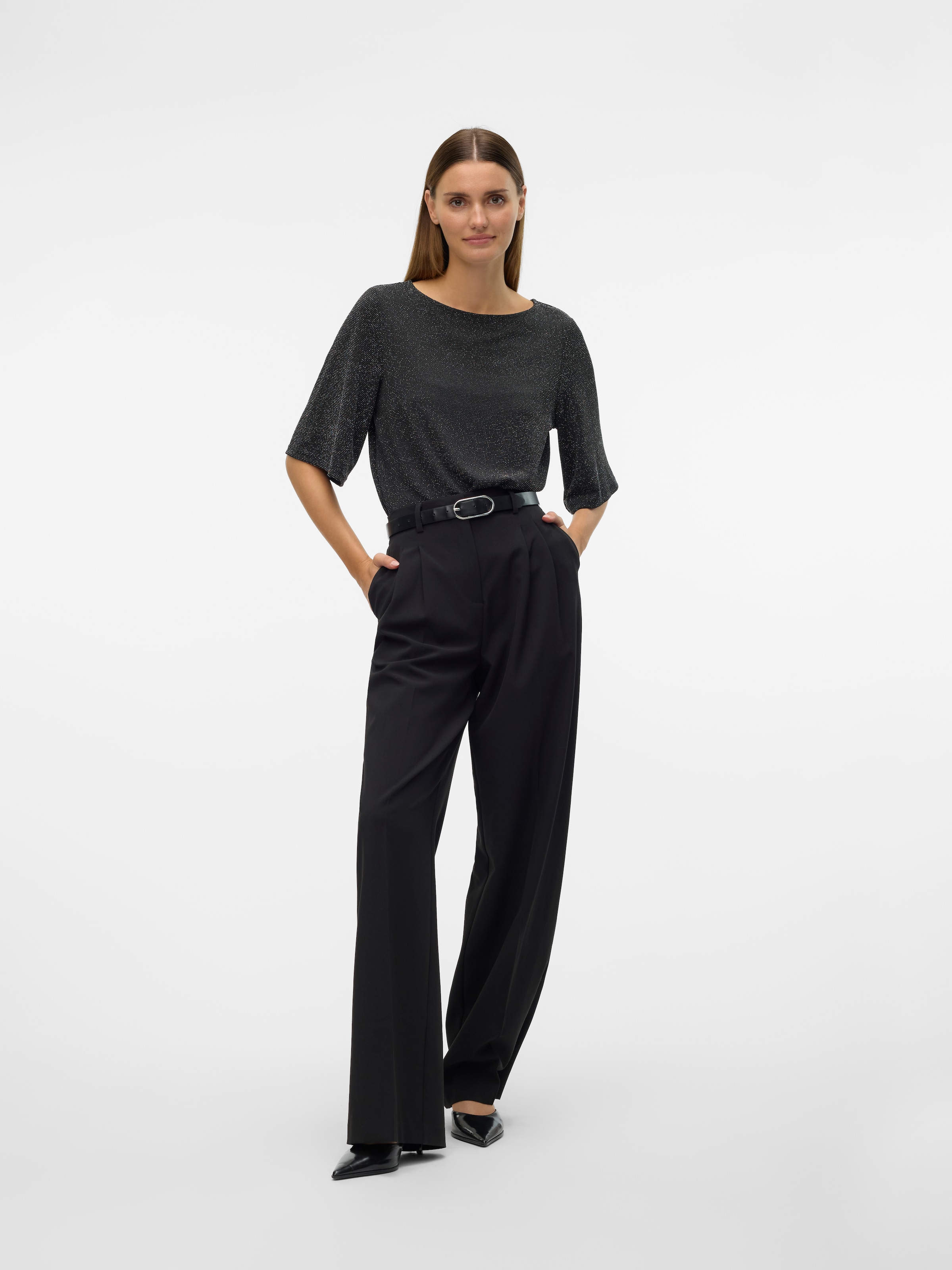 Vero Moda Rundhalsshirt »VMKANVA 2/4 GLITTER TOP JRS«, mit Glitzereffekt