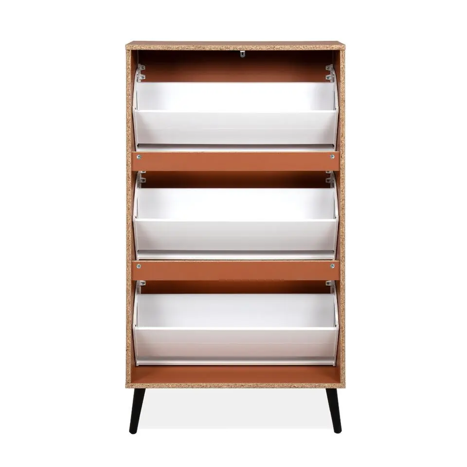 CALICOSY - Schoenenkast VIGO - Terracotta / zwart - 125x70x24 cm