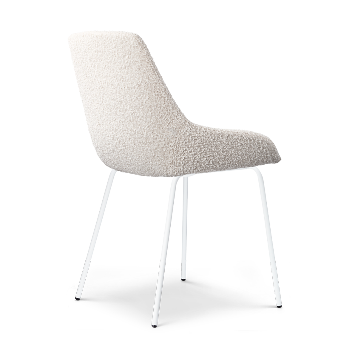 Eetkamerstoel Nora-Isa bouclé beige - wit onderstel
