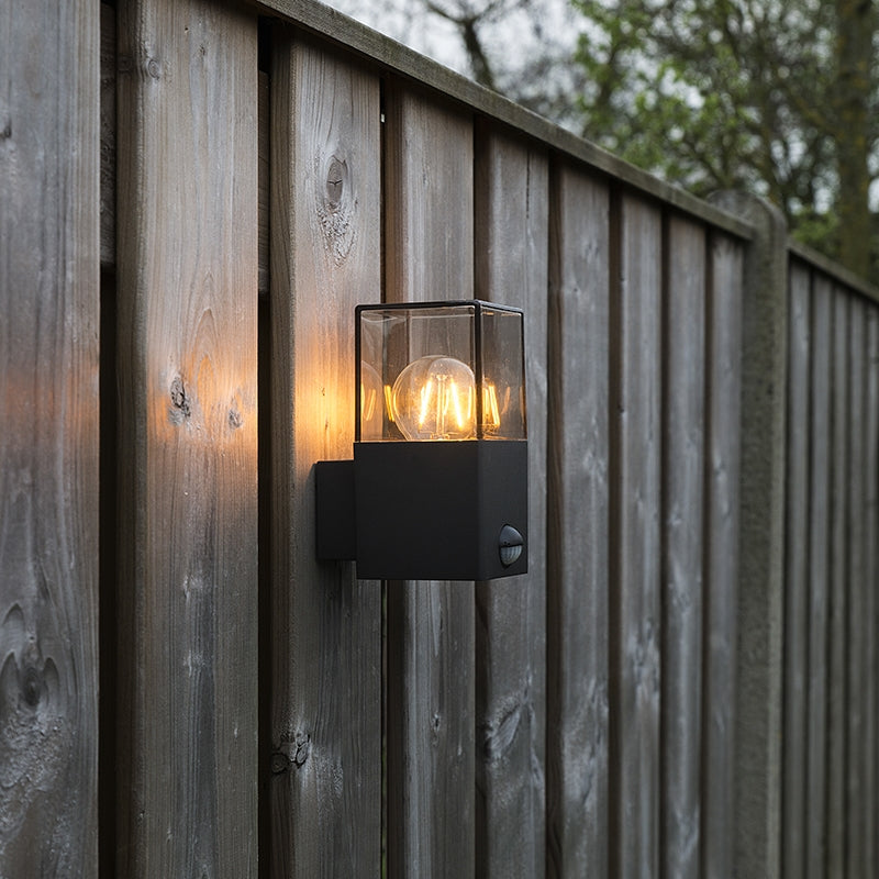 QAZQA Buiten wandlamp donkergrijs met bewegingsmelder IP44 - Denmark