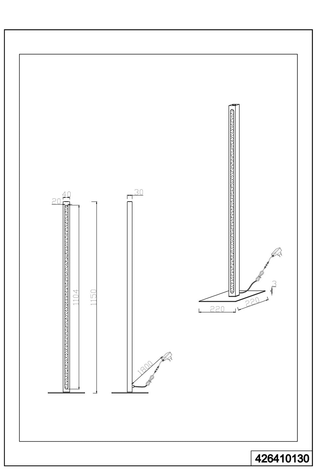 Bellari Stehleuchte braun 426410130, B/H/T: 22 / 115 / 22 cm