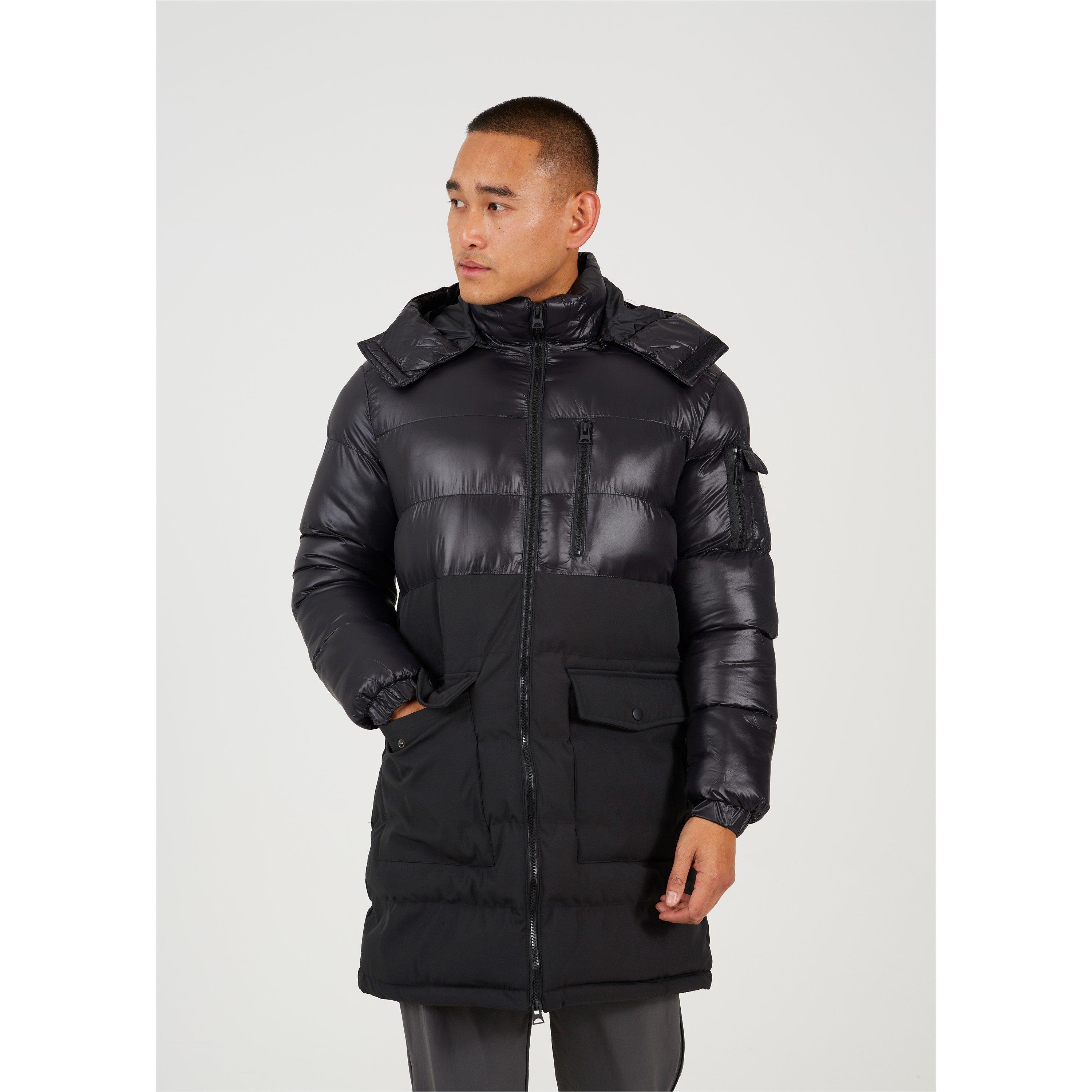 Brave Soul Longline Padded Jacket with Hood