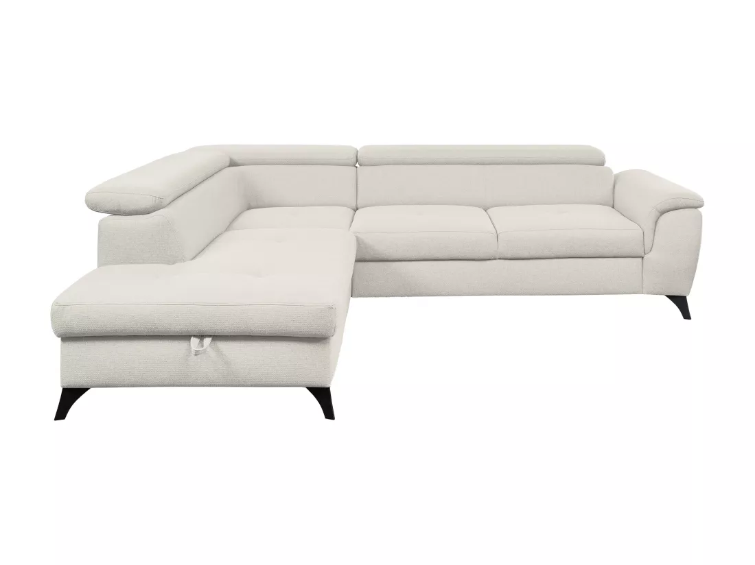 Canapé d'angle convertible gauche en tissu beige BORTIGALI