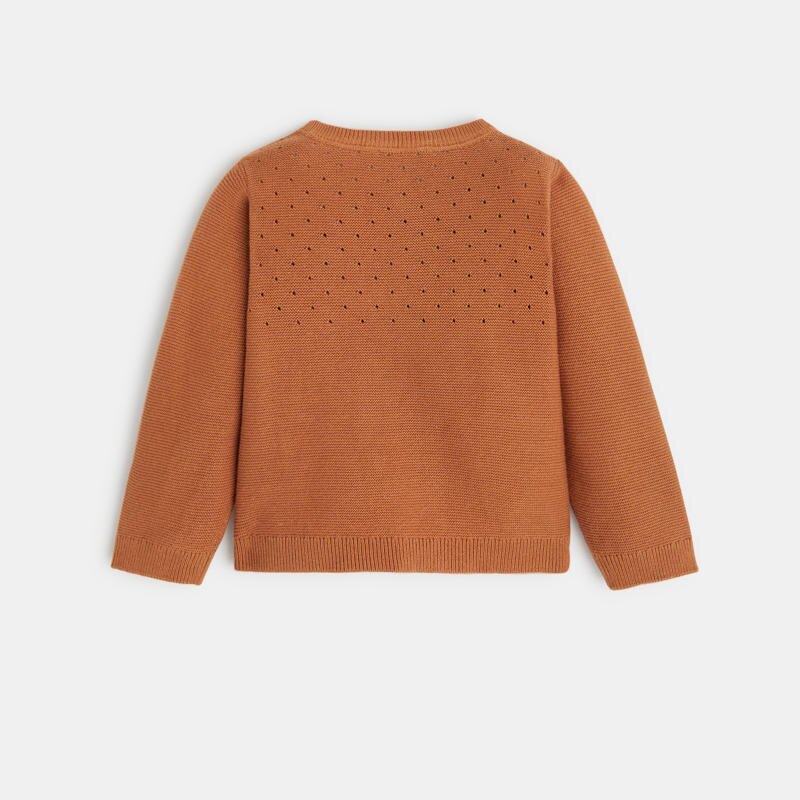 Gilet maille tricot effet pointelle marron bébé fille Marron