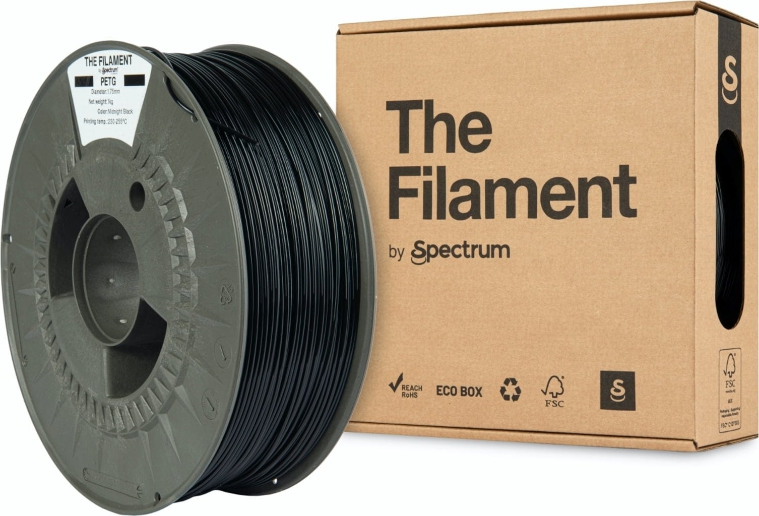 The Filament  PETG Midnight Black, 1,75 mm / 1000 g    Erschwingliches PETG in Midnight Black