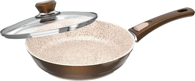 Genius Pfannen-Set »Cerafit Granit - Grand-Edition Pfanne, 7-teiliges Set« Edelstahl Set, je 1x Pfanne + Deckel 24 cm + 28 cm, 1x Pfanne 20 cm, 2x Einleger, 7 Stk. tlg. geeignet für Aufläufe, zum Schmoren o. Backen - ohne Griff und Deckel