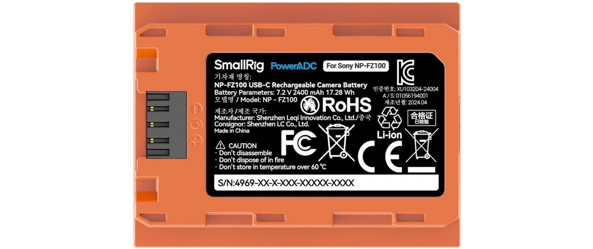 Digitalkamera-Akku NP-FZ100 USB-C OrangeWiederaufladbarer Kamera-Akku