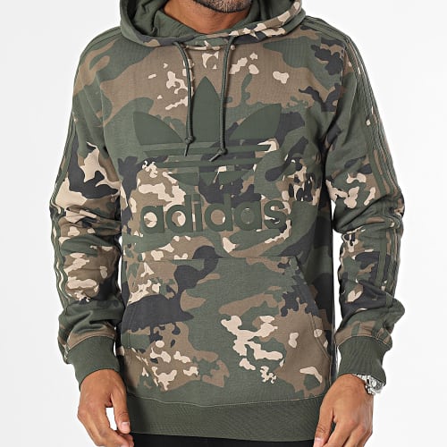 Sweat Capuche A Bandes Camo AOP IP0284 Vert Kaki Camouflage