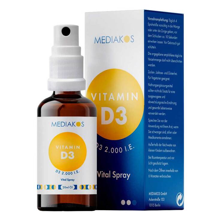 Vitamin D3 2000 I.E. Mediakos Vital Spray, 20 ml