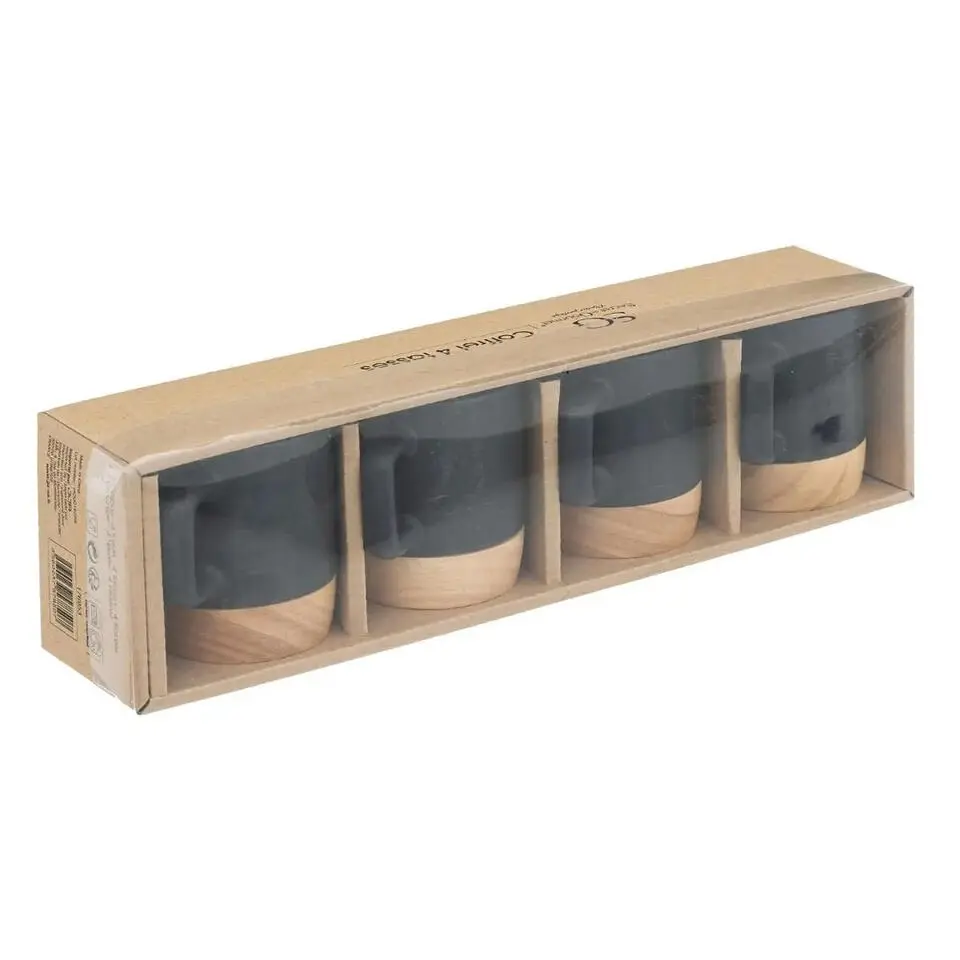 Secret de Gourmet Koffiekopjes - 4x - zwart - 120 ml - aardewerk