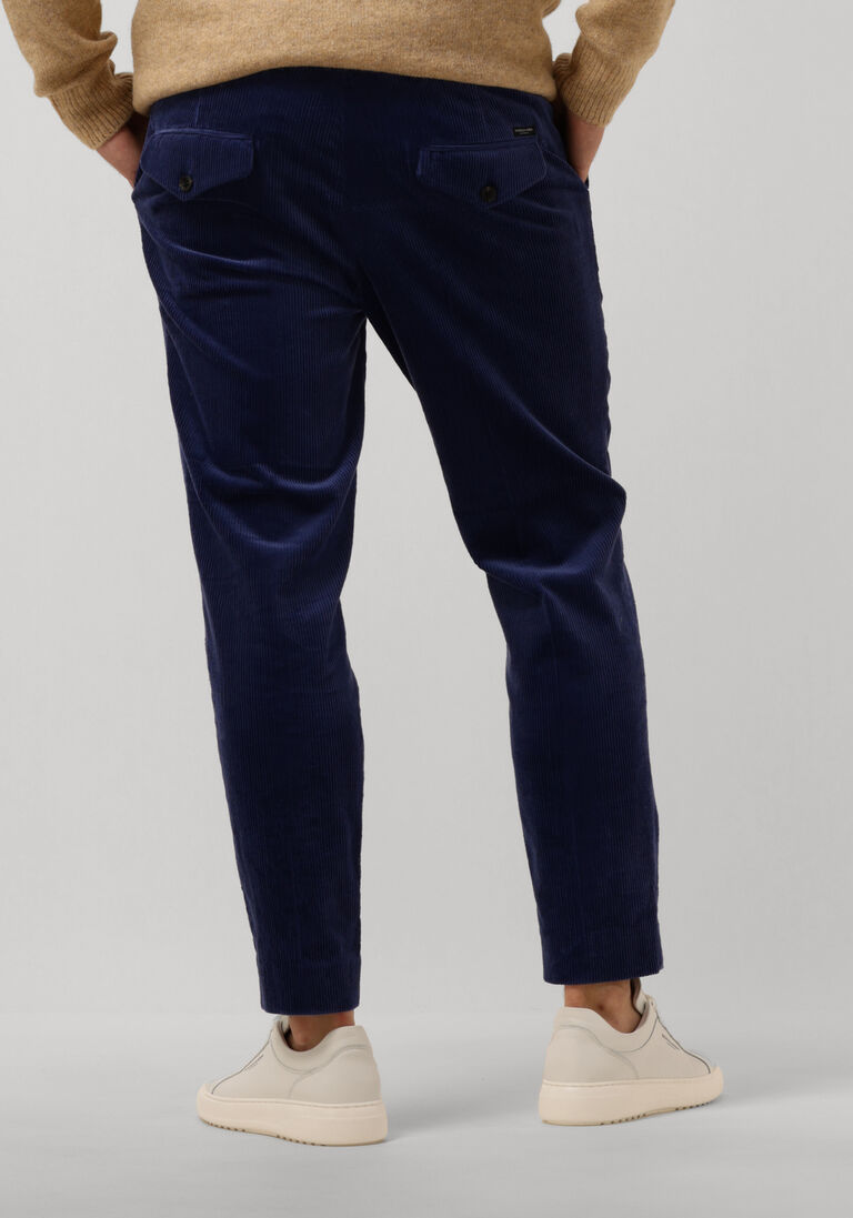 SCOTCH & SODA blauwe scotch & soda pantalon blake pleated corduroy chino