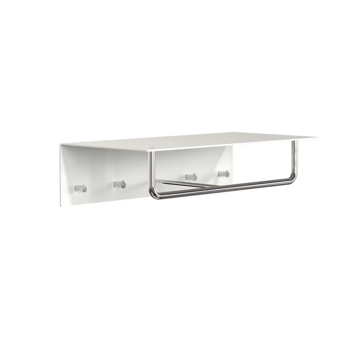 Frost - Unu Wandgarderobe mit Haken und Stange, 600 mm, weiss / poliert