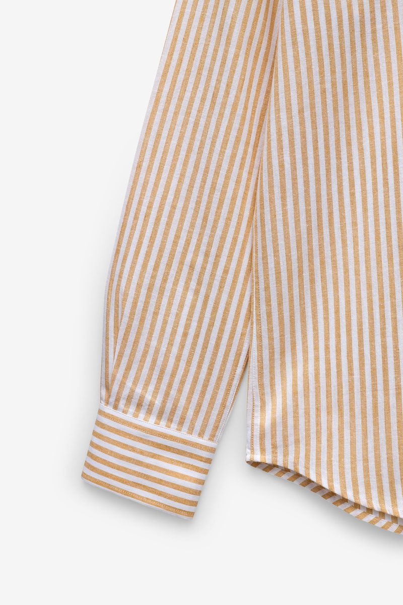 CAMISA ÀS RISCAS EM ALGODÃO E LINHO