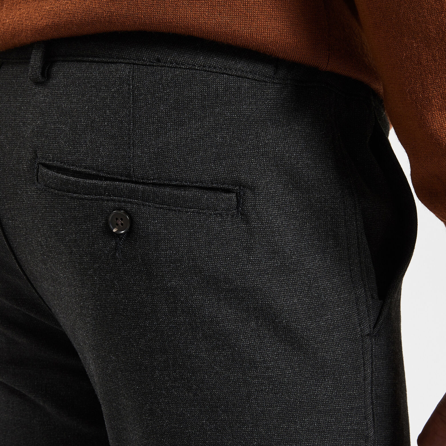 Pantalon chino slim elastiqué reliefé Gris foncé