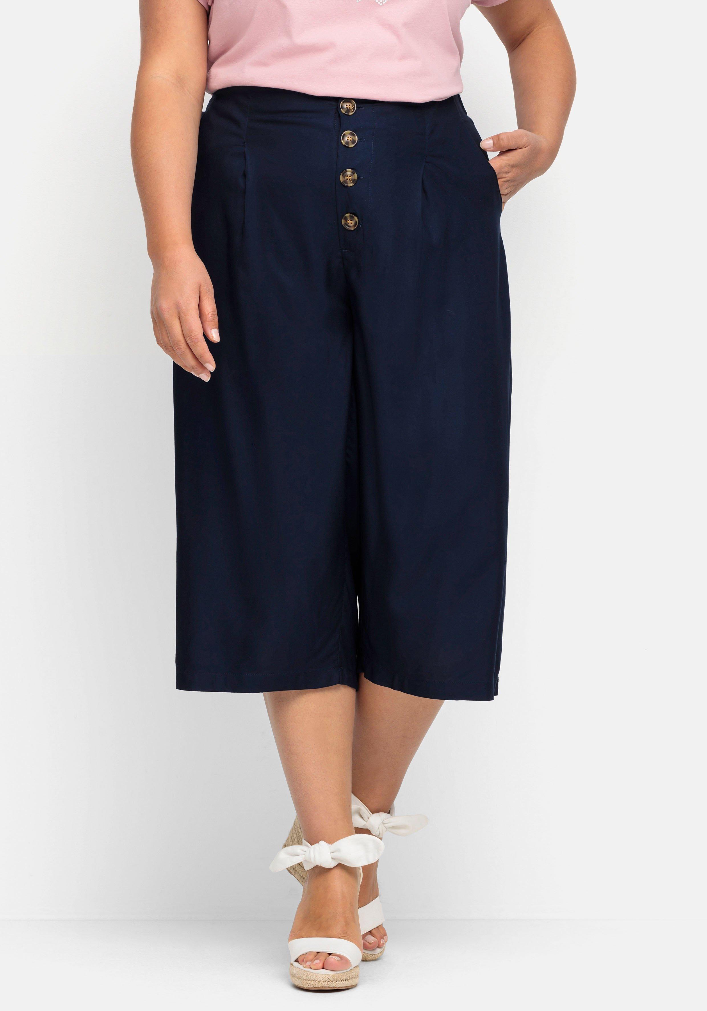 Culotte in 7/8-Länge mit Deko-Knöpfen