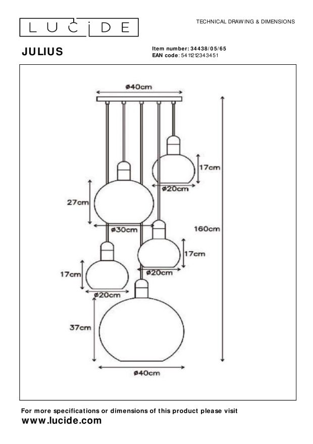 Julius 5 cluster hanglamp fumé