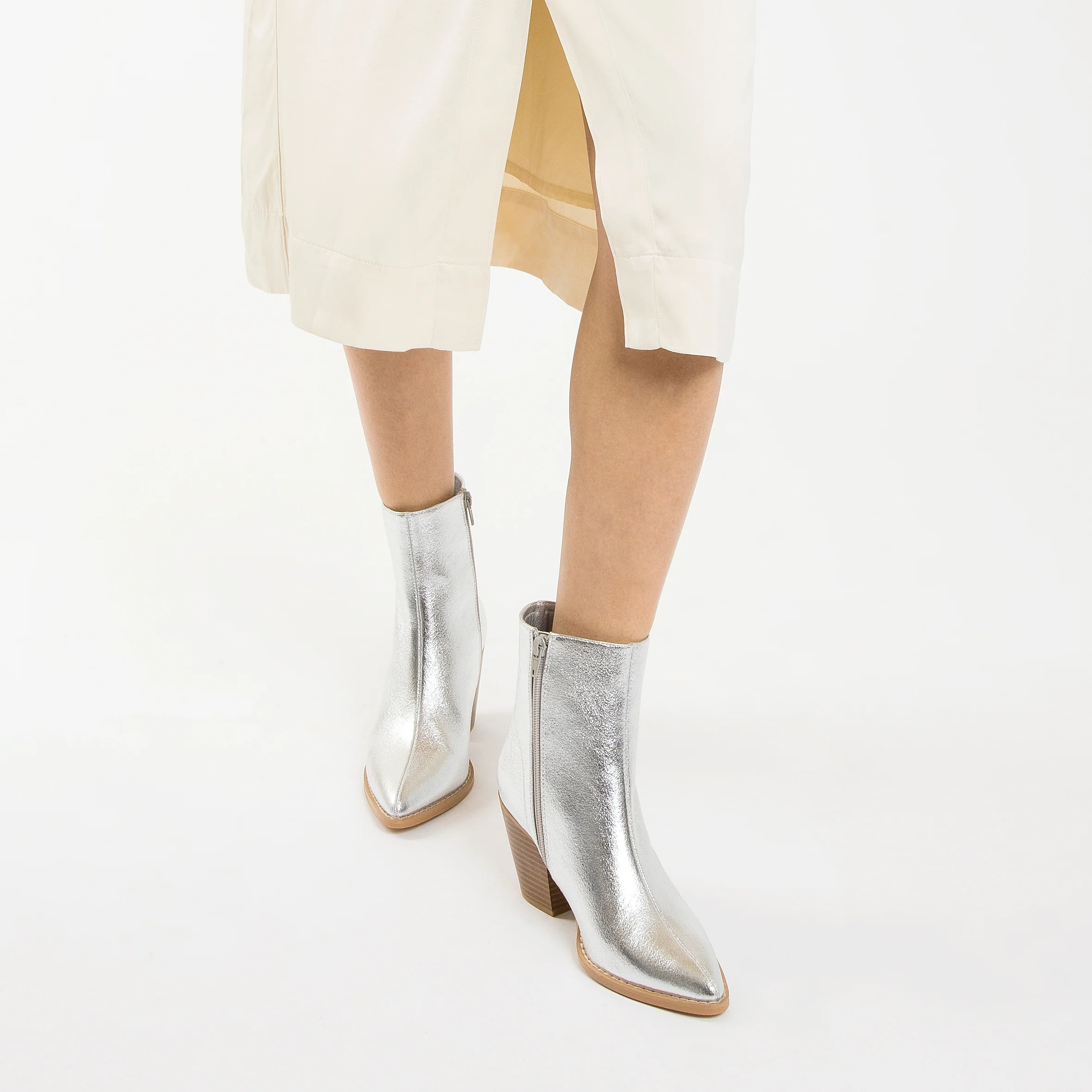 Bottines-Bottines à talon Julia argent effet texturé