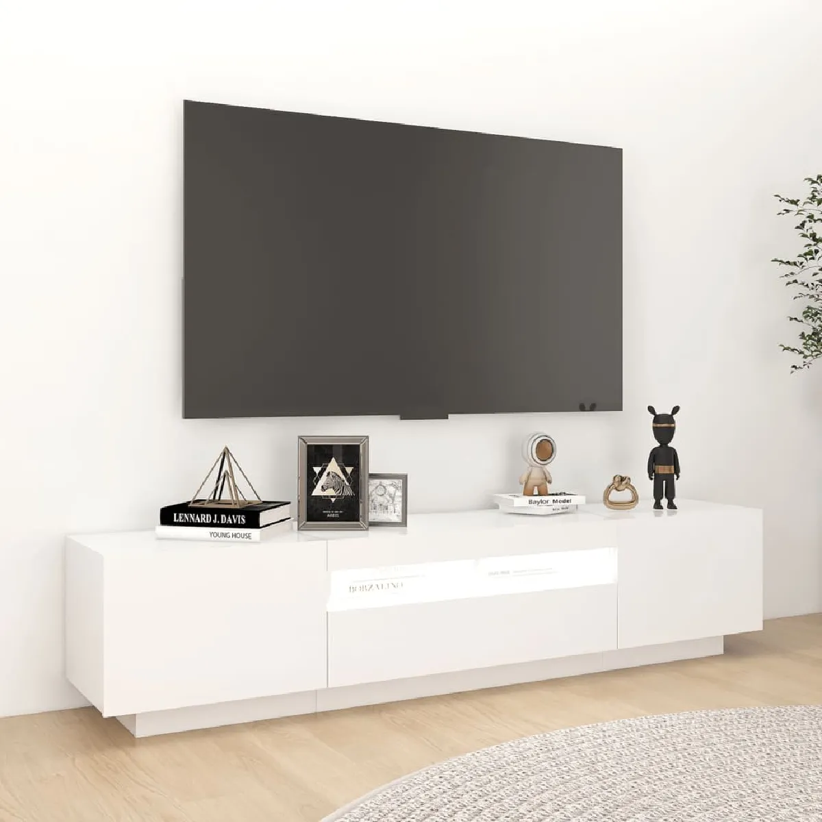 VIDAXL Meuble TV LED Blanc - 180 cm