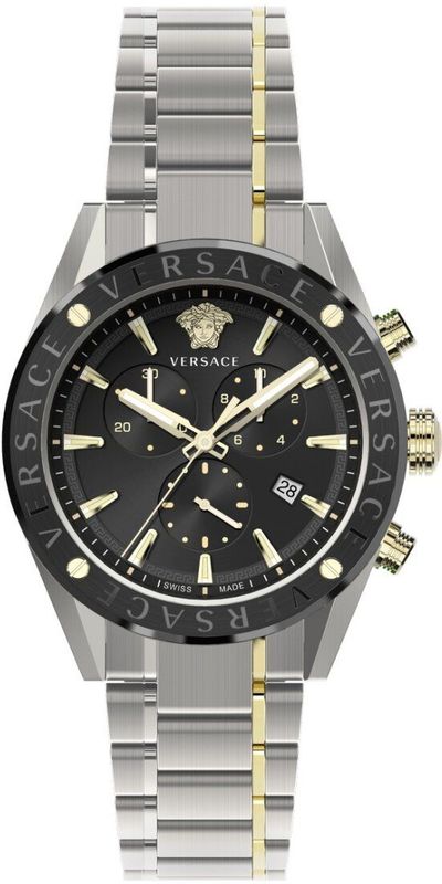 Versace - V-Chrono - Chronograaf - Zilver-/Goudkleurig - Roestvrijstaal
