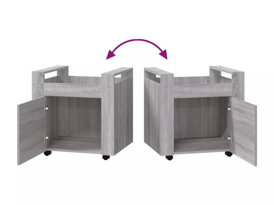 Chariot de bureau Sonoma gris 60x45x60 cm Bois d'ingénierie