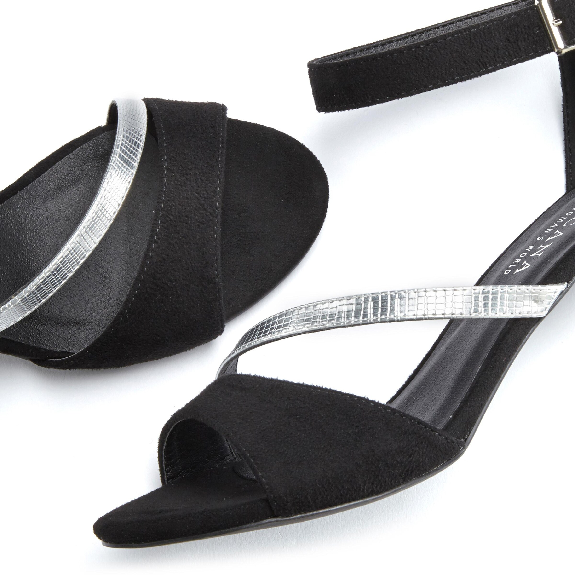 LASCANA Sandalette in schwarz-silberfarben
