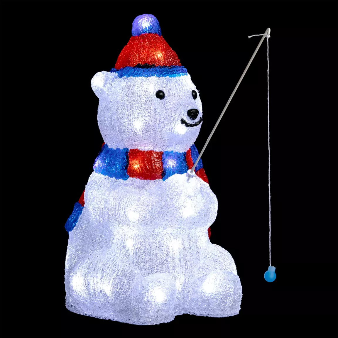 Ours lumineux 40 LED (H39 cm) Pécheur Blanc froid