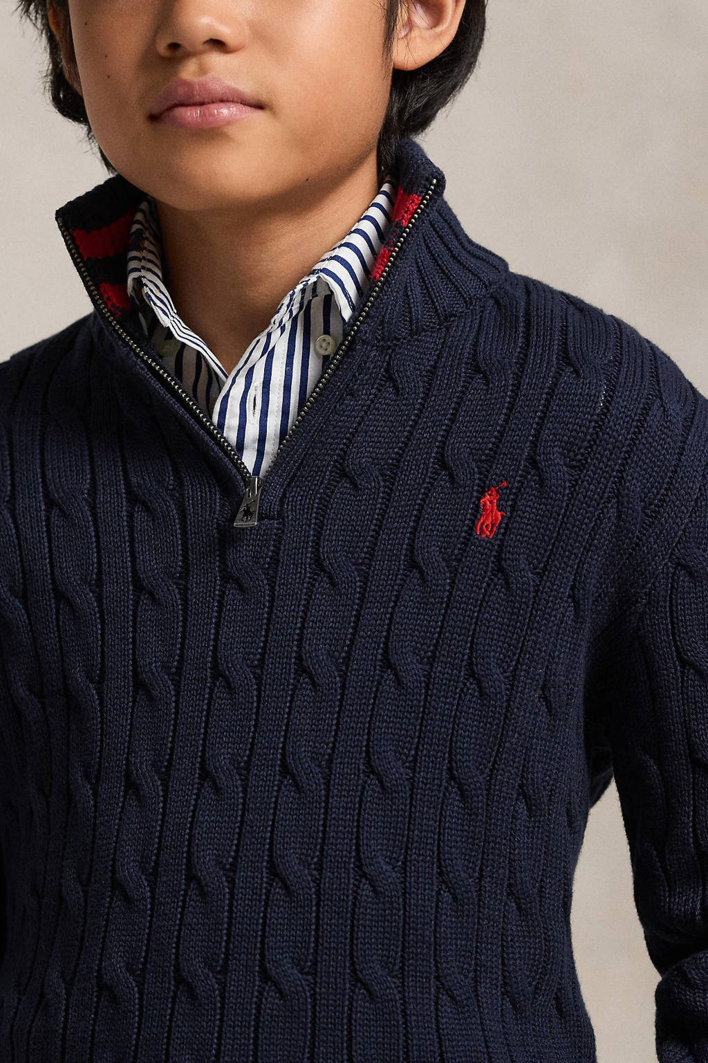 POLO Ralph Lauren trui donkerblauw met kabels