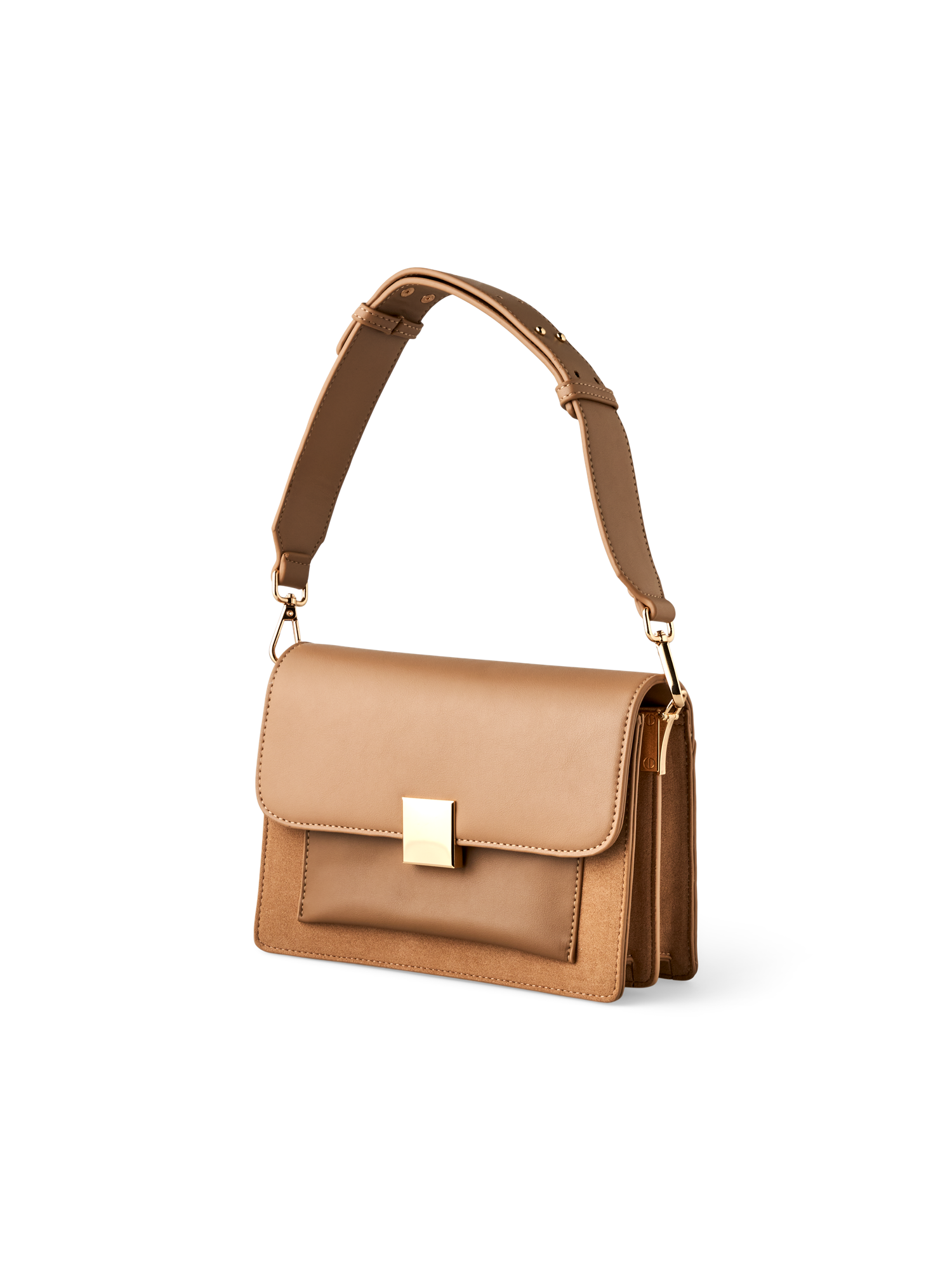 Hanna-håndtaske | Polyuretan. 22,3 x 9 x 15,2 cm. | Camel | Noella