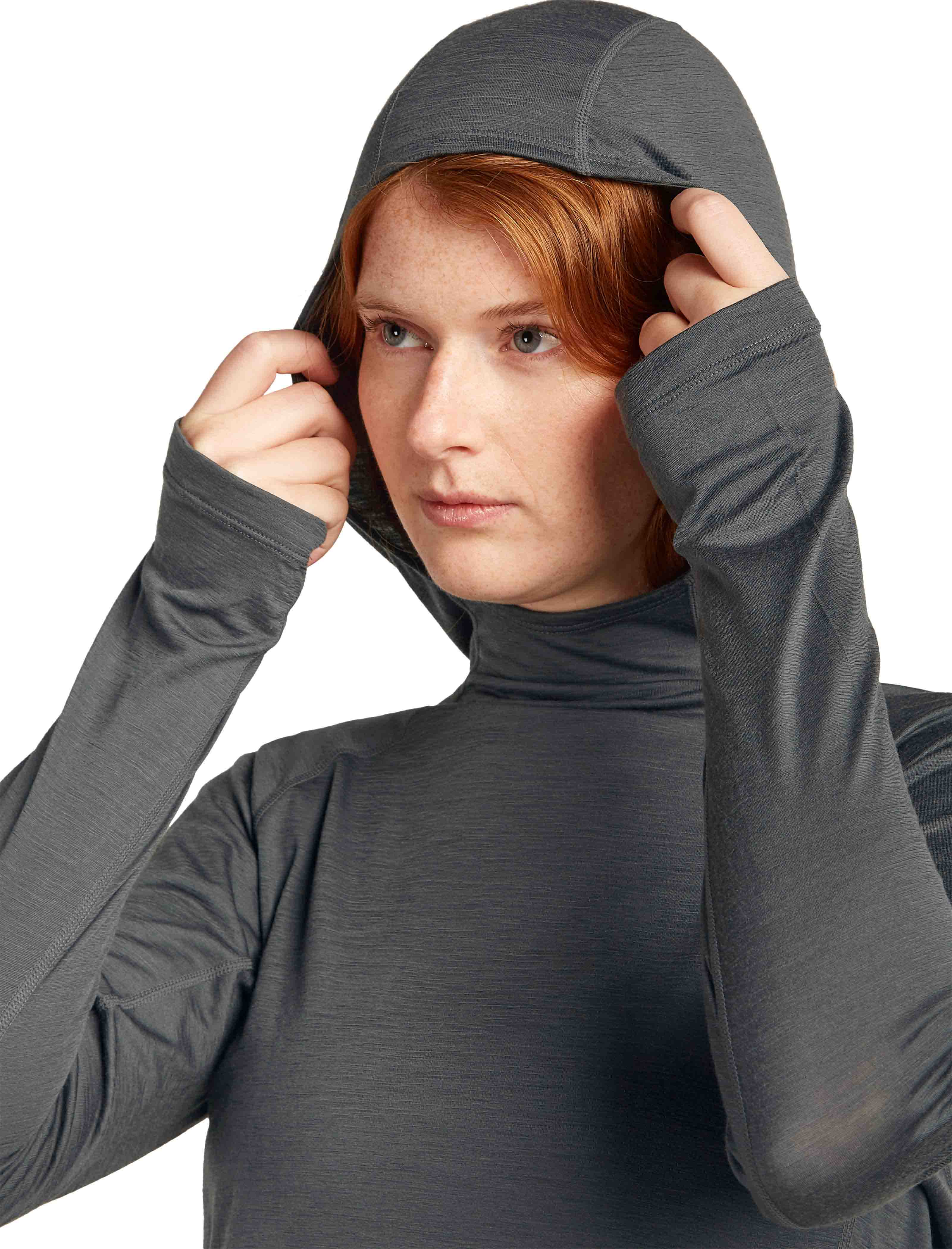 150 MerinoFine Ace LS Hoodie Dame Obsidian