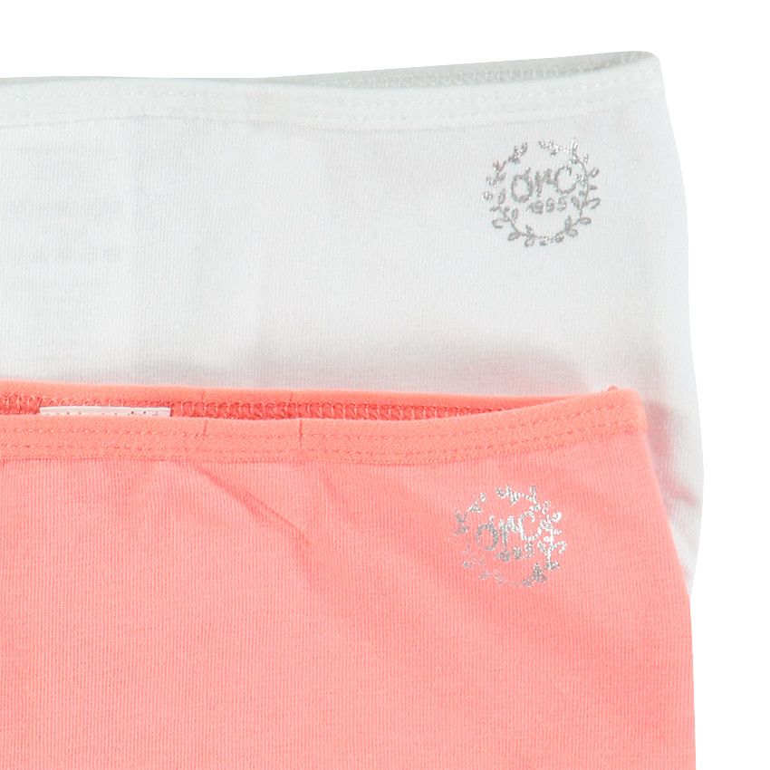 Junior - Lot de 2 shorties en coton avec logo printé argenté - Blanc