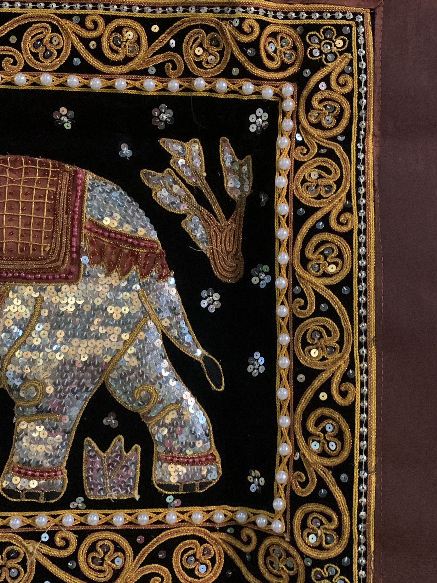 Textil-Wandbild 'Elefant', braun, multicolor, H 52 cm, B 68 cm von fischer's lagerhaus