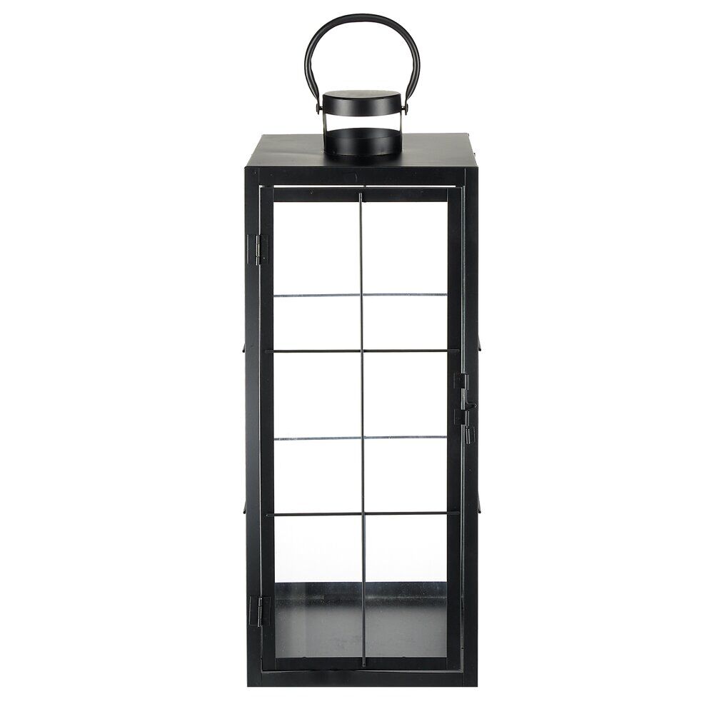 Lanterne rectangulaire quadrillage vitré métal noir 20x20xH50,5cm