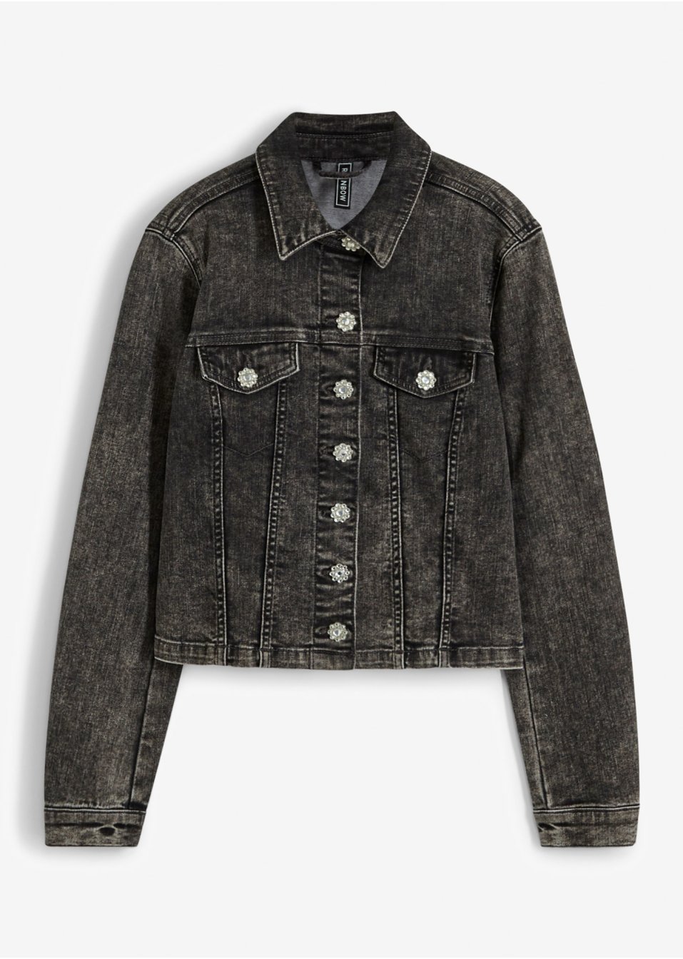 Veste en jean avec boutons bijoux