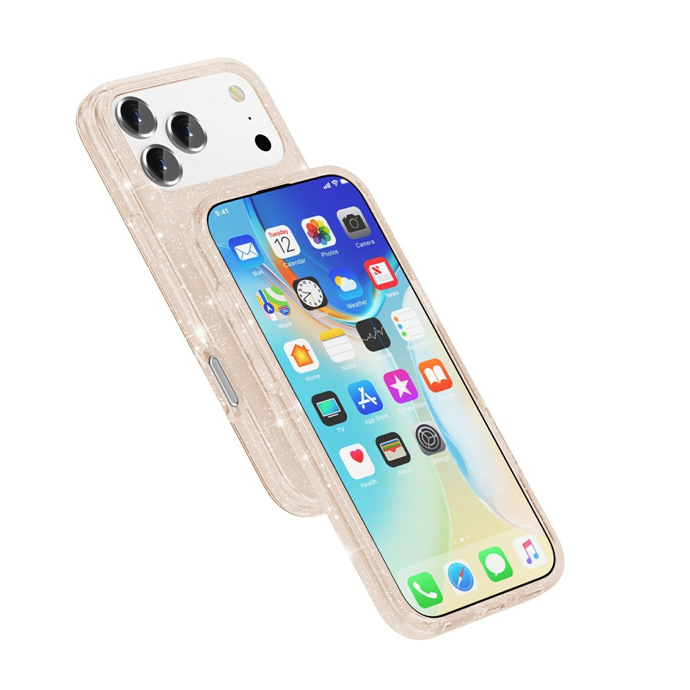 iPhone 17 Pro Max Hybrid Hardcase Schutzhülle im Glitzer Design - Gold / Transparent