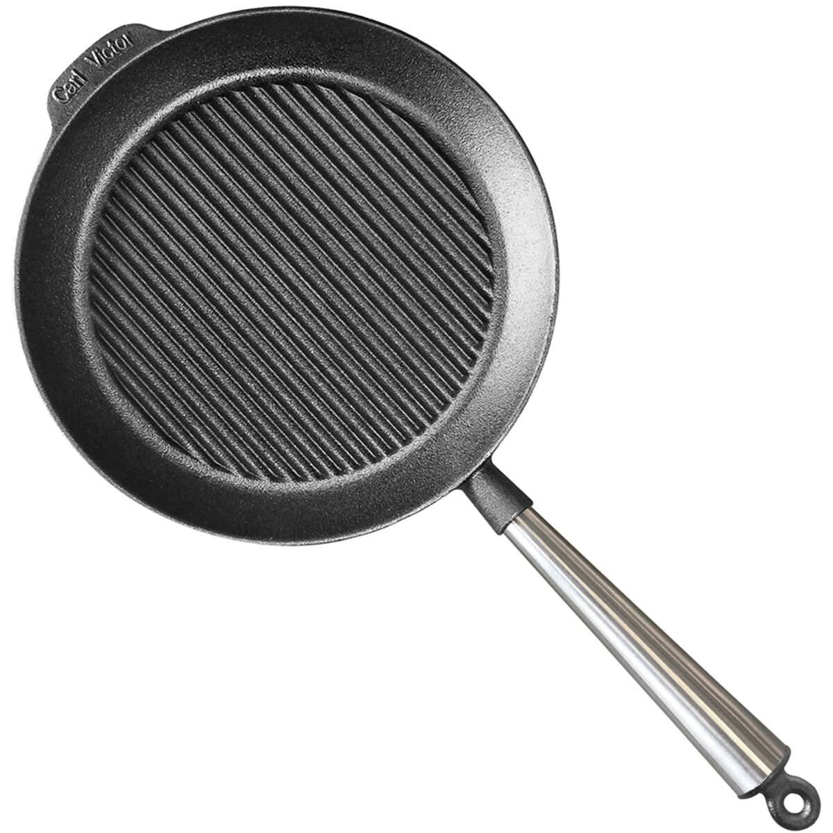 Grillpanne i støpejern 28 cm, stålhåndtak