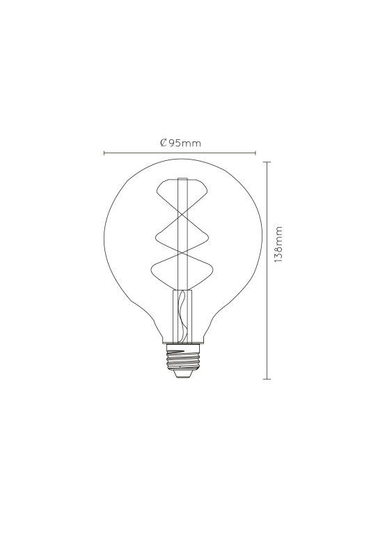 Lucide G95 LED lichtbron E27 5W 2200K amber dimbaar