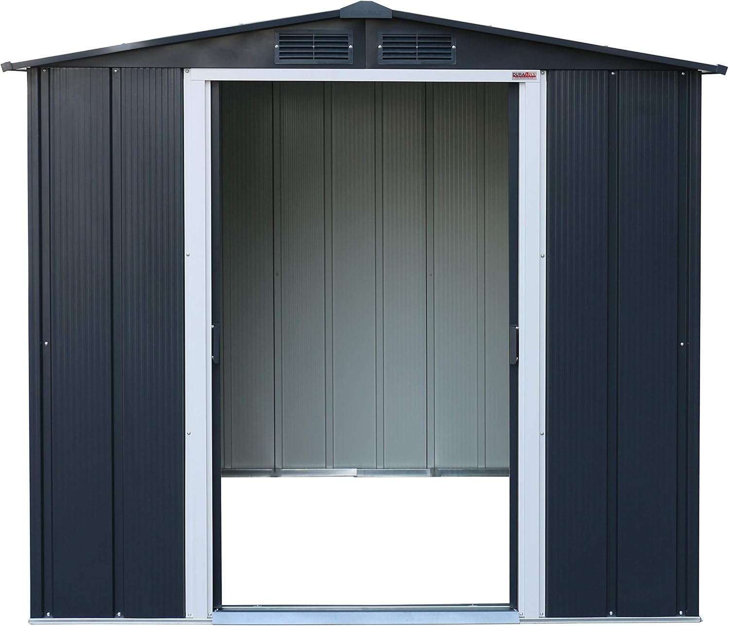 Duramax ECO 6 x 6 (3.33 m²) Metallgerätehaus, feuerverzinktes Metall gerätehaus - Geräteschuppen, verstärkte Dachkonstruktion, wartungsfreier und wetterfester Metallschuppen, Anthrazit