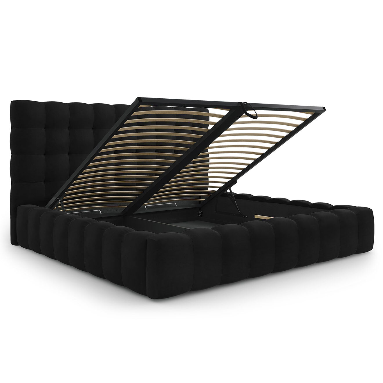 Cosmopolitan Design Lit avec coffre de rangement Bali Velours noir - 200x200 cm