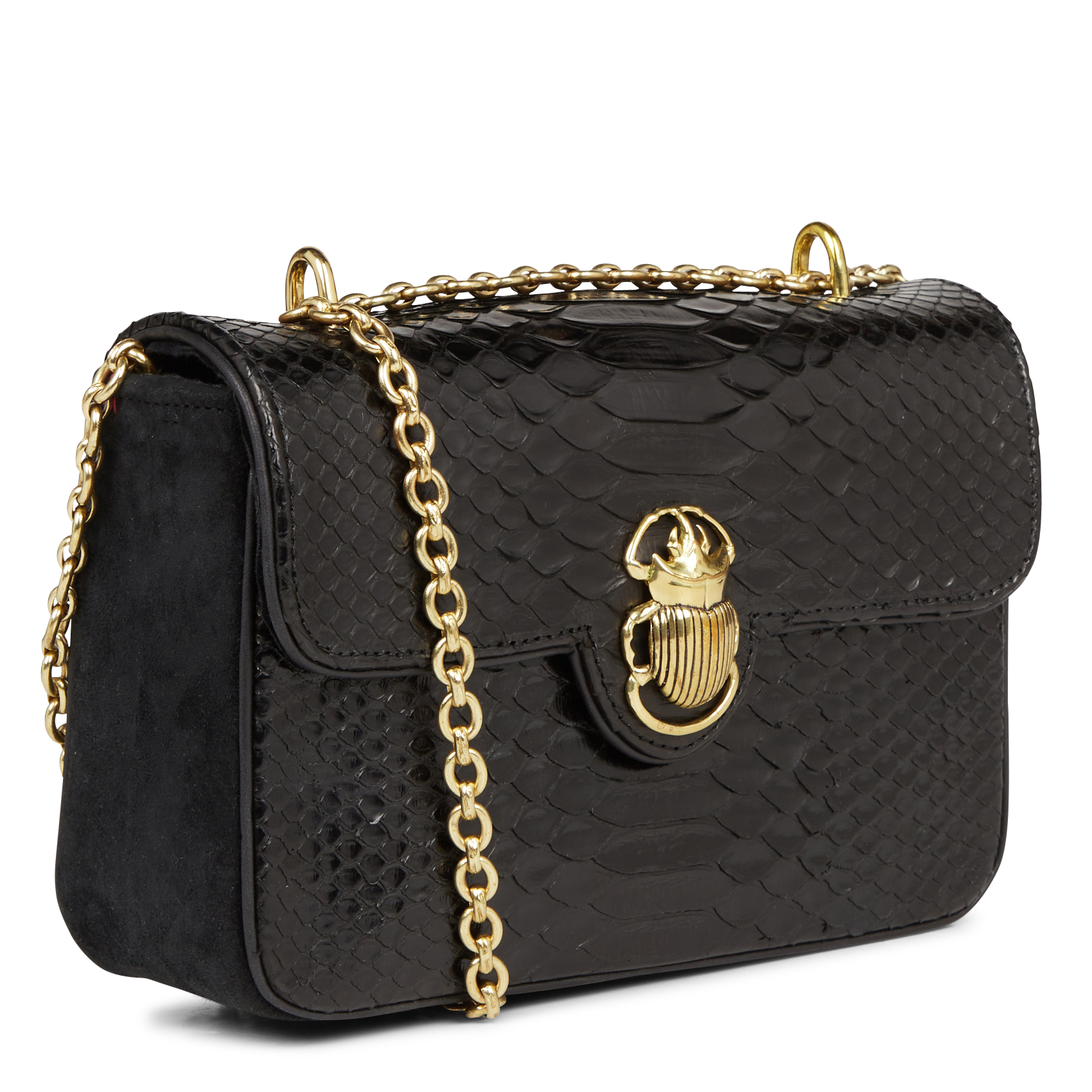 AVA - Sac bandoulière en cuir de python | Noir