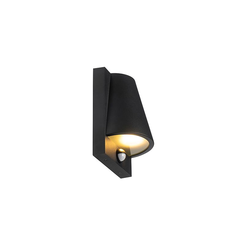 Buiten wandlamp zwart IP44 met bewegingsmelder - Femke