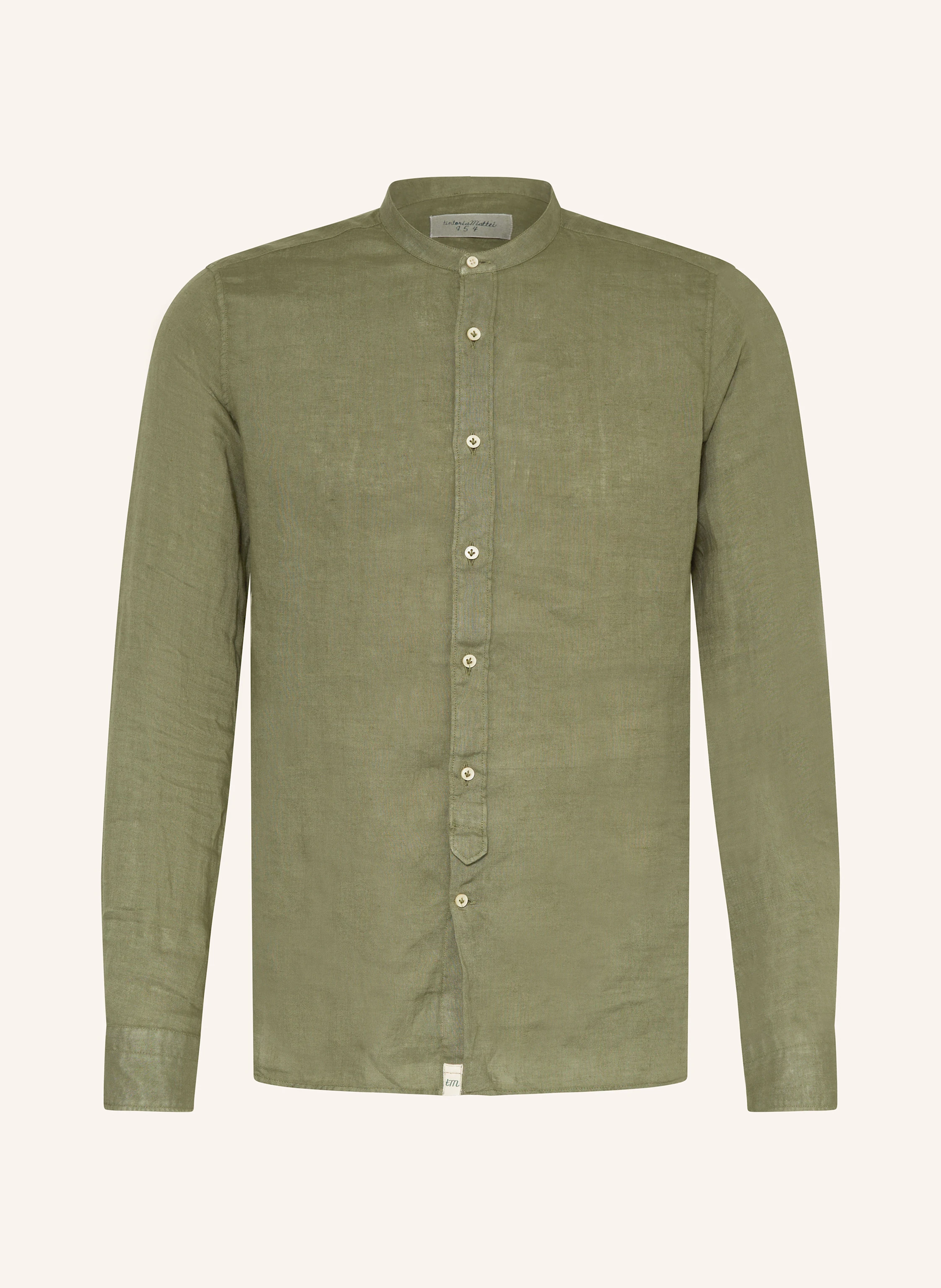 tintoria mattei Leinenhemd Slim Fit mit Stehkragen