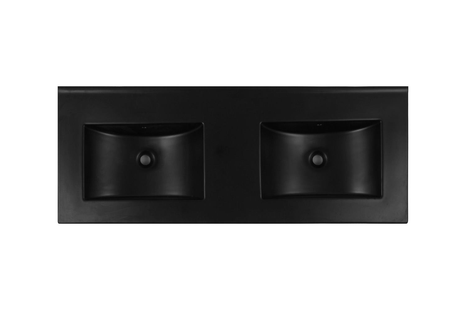 Fontana Latina dubbele keramische wastafel 120cm zonder kraangaten zwart mat