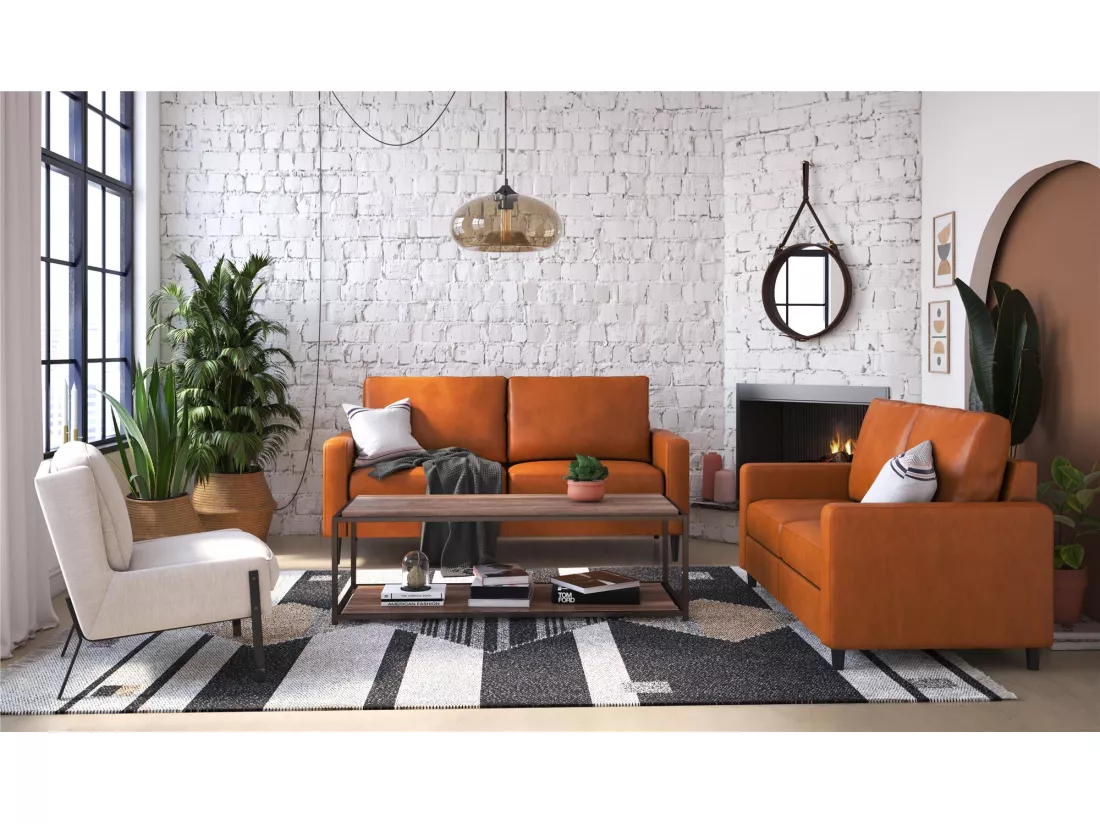 Wainwright | Canapé 3 places en simili cuir camel