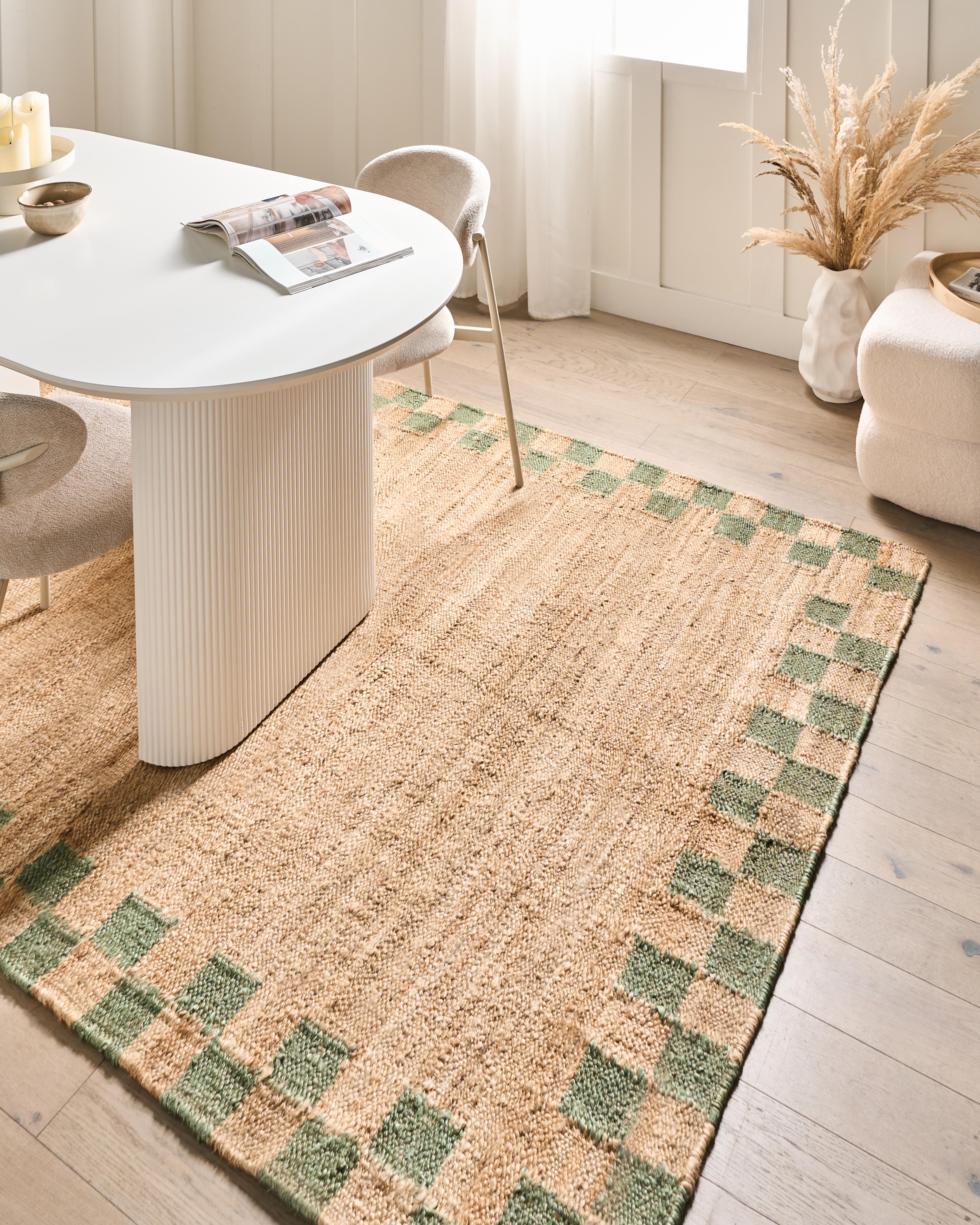 Vloerkleed BEED Beige/groen 160 x 230 cm Jute